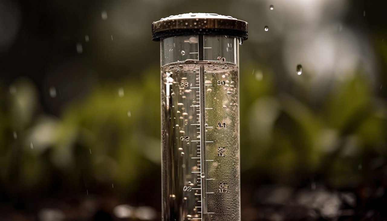 Rain gauge full of rain